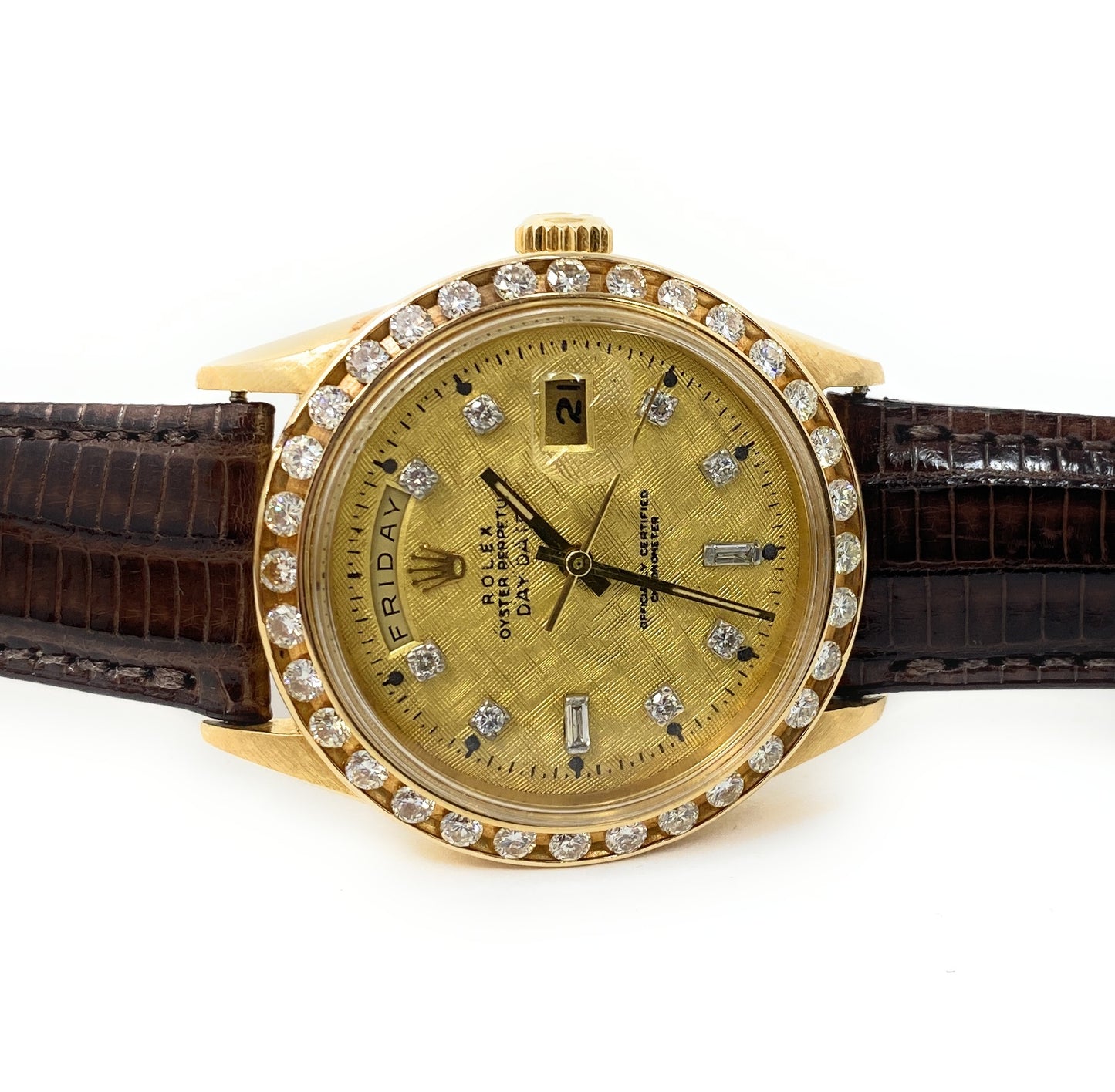 Rolex 18k Oyster Perpetual 1958 938008 Diamond Bezel