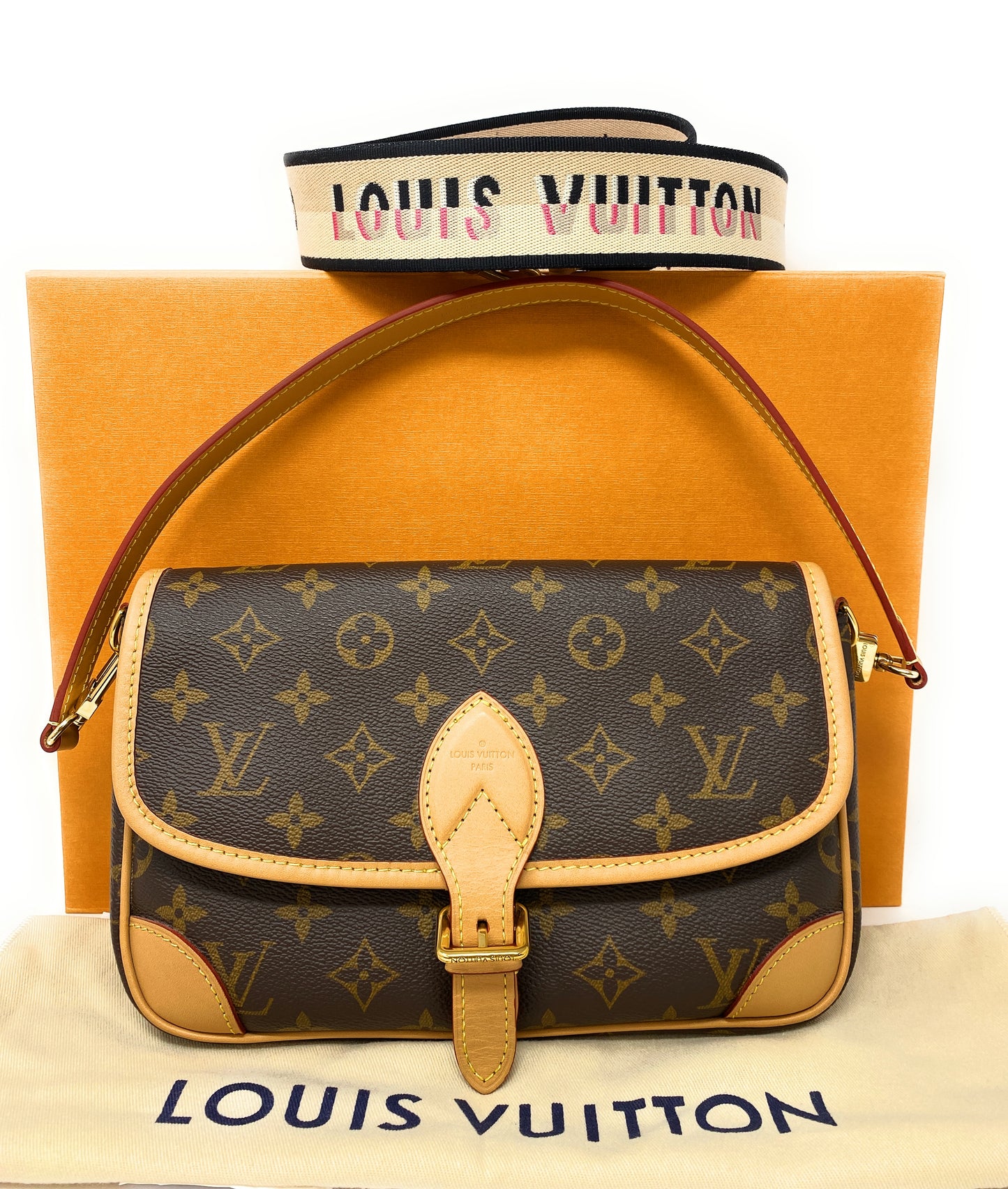 Louis Vuitton Diane Monogram Canvas Purse & Crossbody Bag In Box