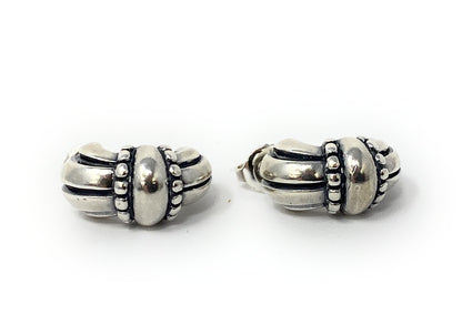 James Avery 925 Retired Thatch Beaded Huggie Hoop Earrings