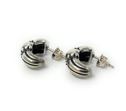 James Avery 925 Retired Thatch Beaded Huggie Hoop Earrings