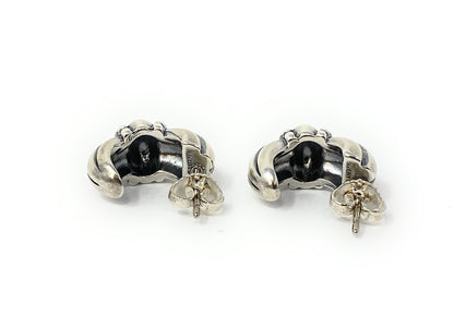 James Avery 925 Retired Thatch Beaded Huggie Hoop Earrings