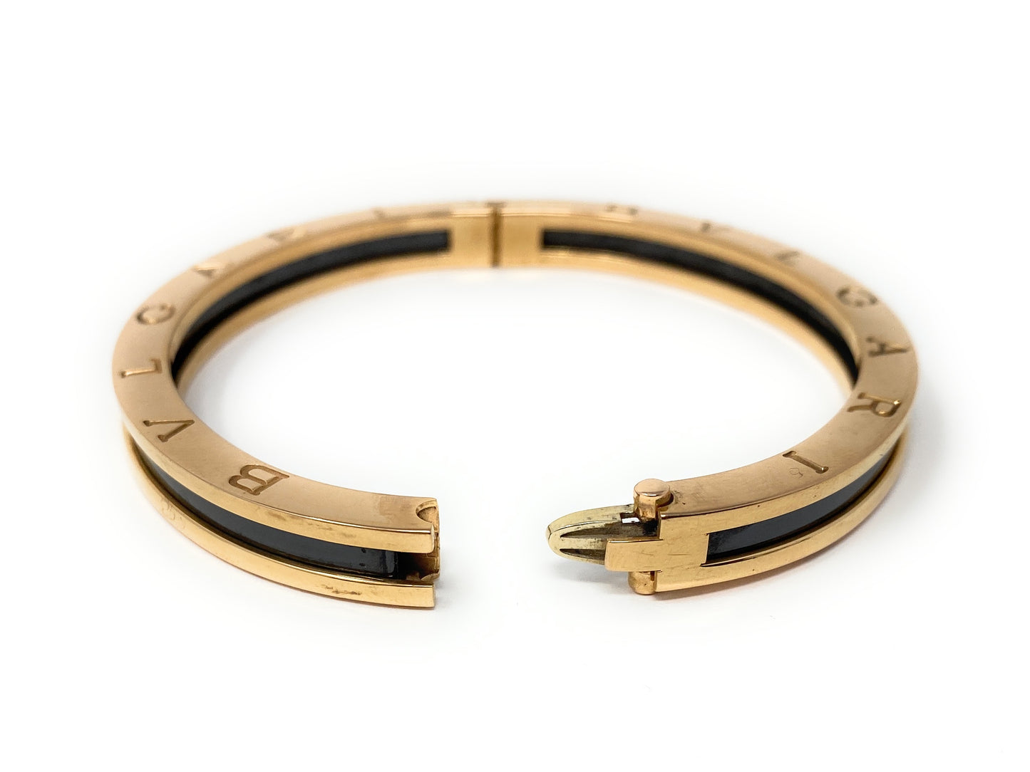 BVLGARI B.zero1 Black Ceramic & 18k Rose Gold Bracelet Ladies (Used)
