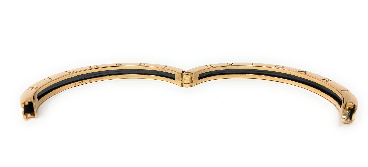 BVLGARI B.zero1 Black Ceramic & 18k Rose Gold Bracelet Ladies (Used)
