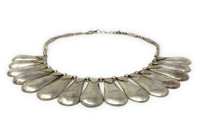 Native American Inspired Sterling Silver 15 Tear Drops Collar Hook Necklace 118g