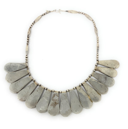 Native American Inspired Sterling Silver 15 Tear Drops Collar Hook Necklace 118g