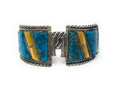 Native American Coral & Sterling Silver Stretchable Watch Band - Stamped