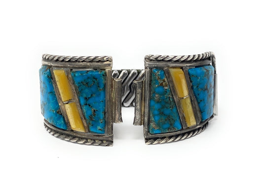 Native American Coral & Sterling Silver Stretchable Watch Band - Stamped