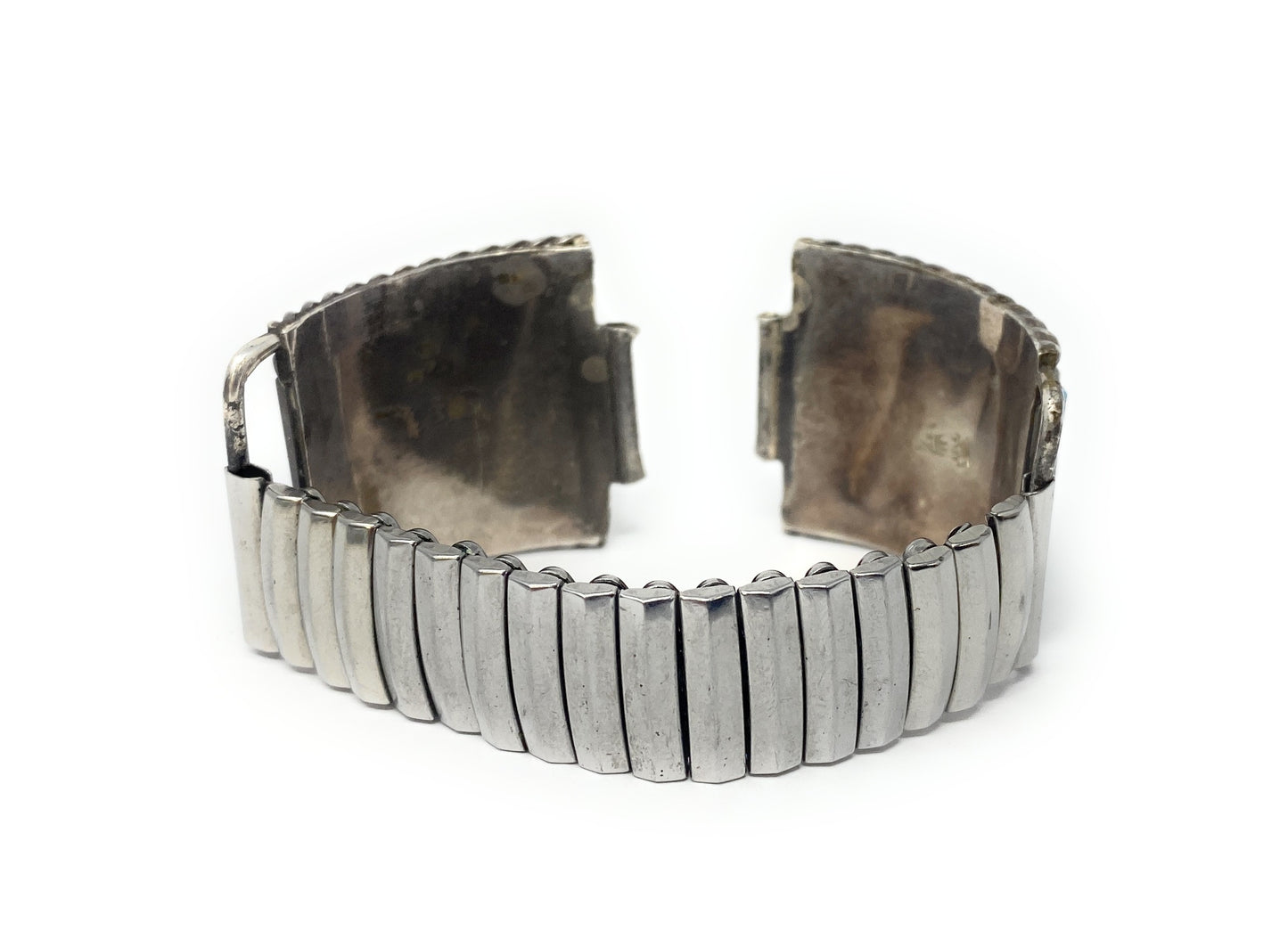 Native American Coral & Sterling Silver Stretchable Watch Band - Stamped