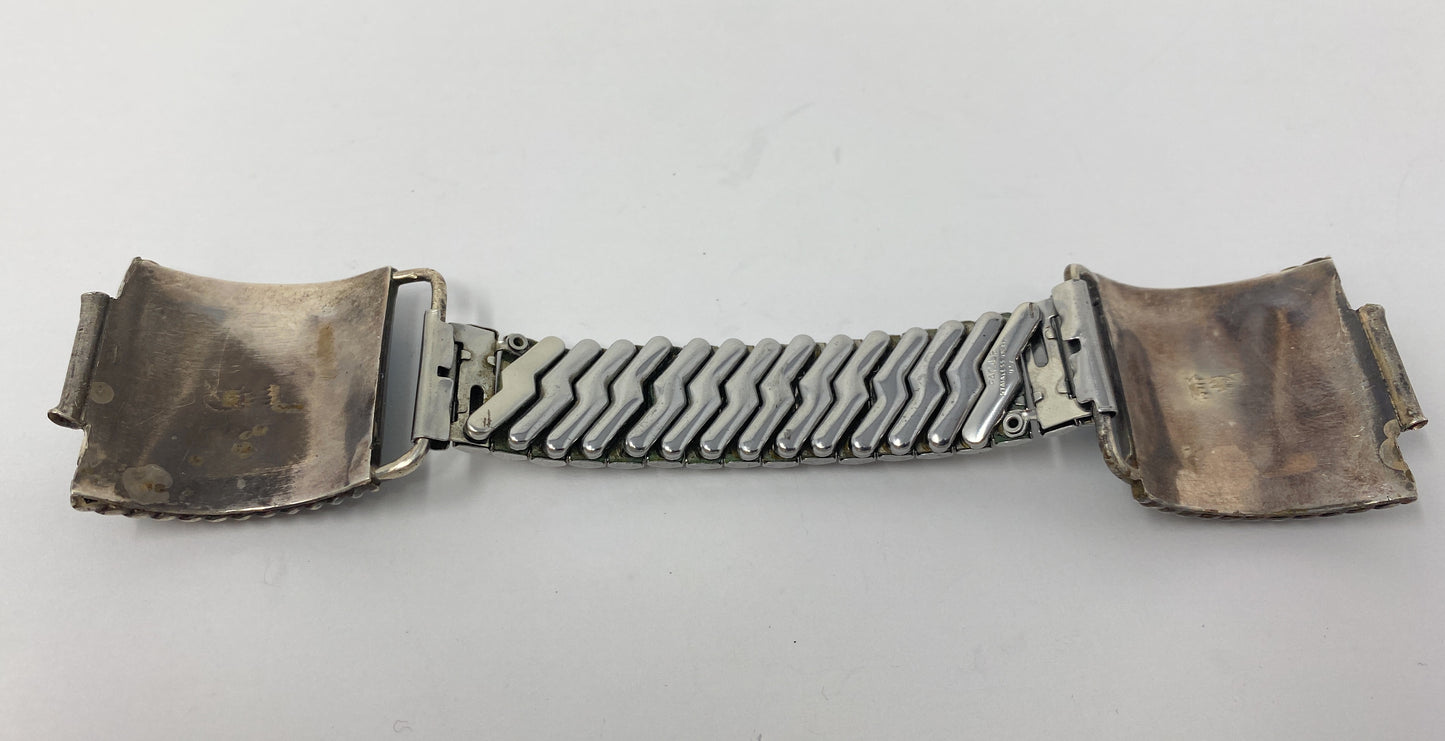 Native American Coral & Sterling Silver Stretchable Watch Band - Stamped