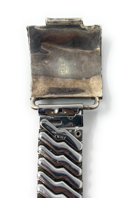 Native American Coral & Sterling Silver Stretchable Watch Band - Stamped