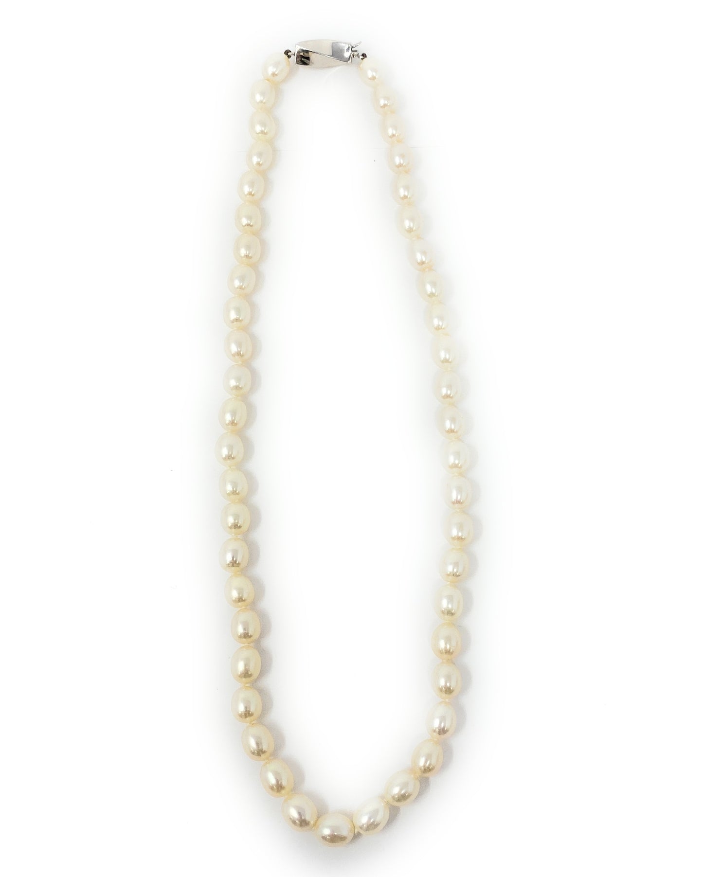 Tiffany & Co. Cream Pearl Beaded String & 925 Sterling Clasp Necklace 16"