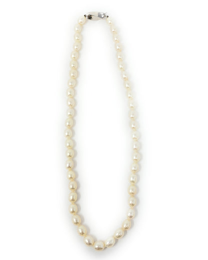Tiffany & Co. Cream Pearl Beaded String & 925 Sterling Clasp Necklace 16"