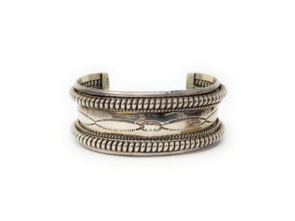 Native American "Tahe" 925 Sterling Silver Stamped Wide 27.8mm Cuff Bracelet 7”