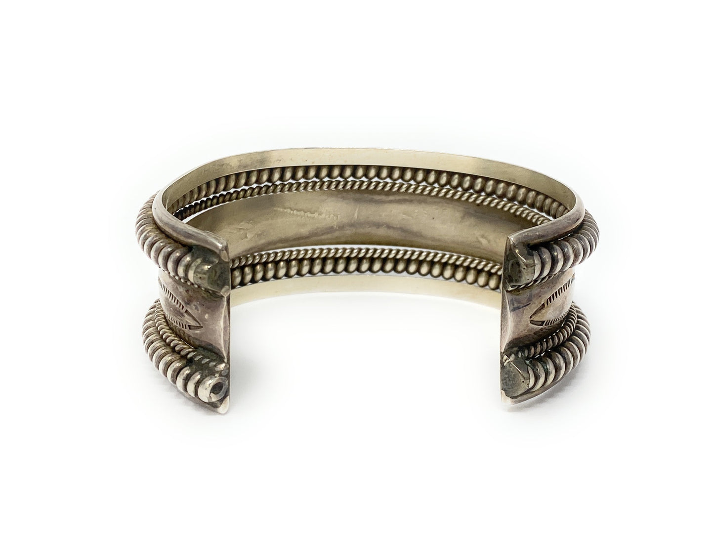 Native American "Tahe" 925 Sterling Silver Stamped Wide 27.8mm Cuff Bracelet 7”