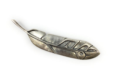Native American Stamped O.L Leaf Brooch Pin Sterling Silver 12.6g