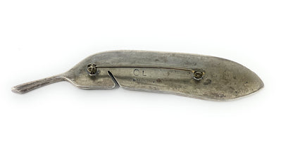 Native American Stamped O.L Leaf Brooch Pin Sterling Silver 12.6g