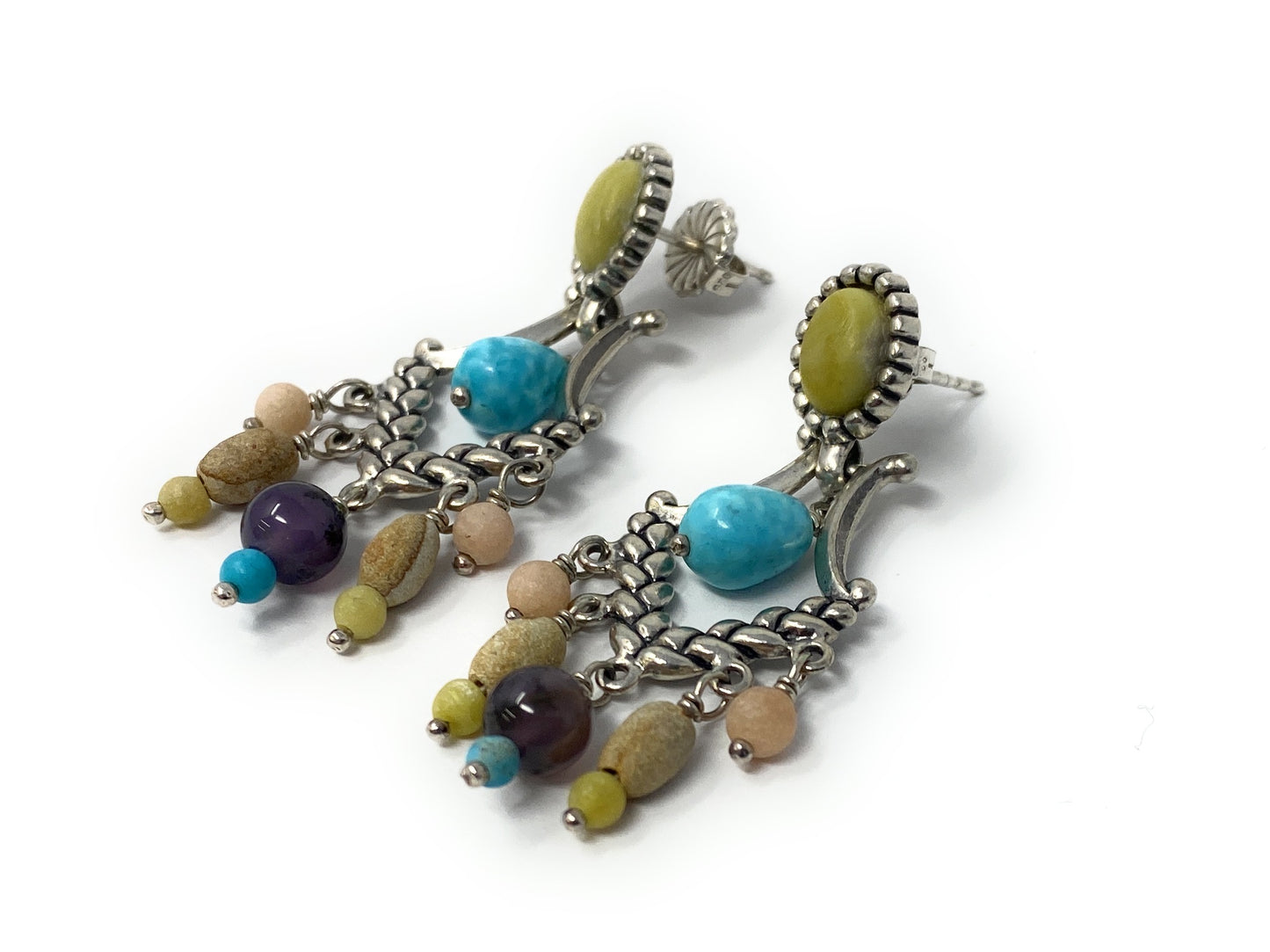Carolyn Pollack Sterling Silver & Multi-Stone 2" Long Chandelier Earrings