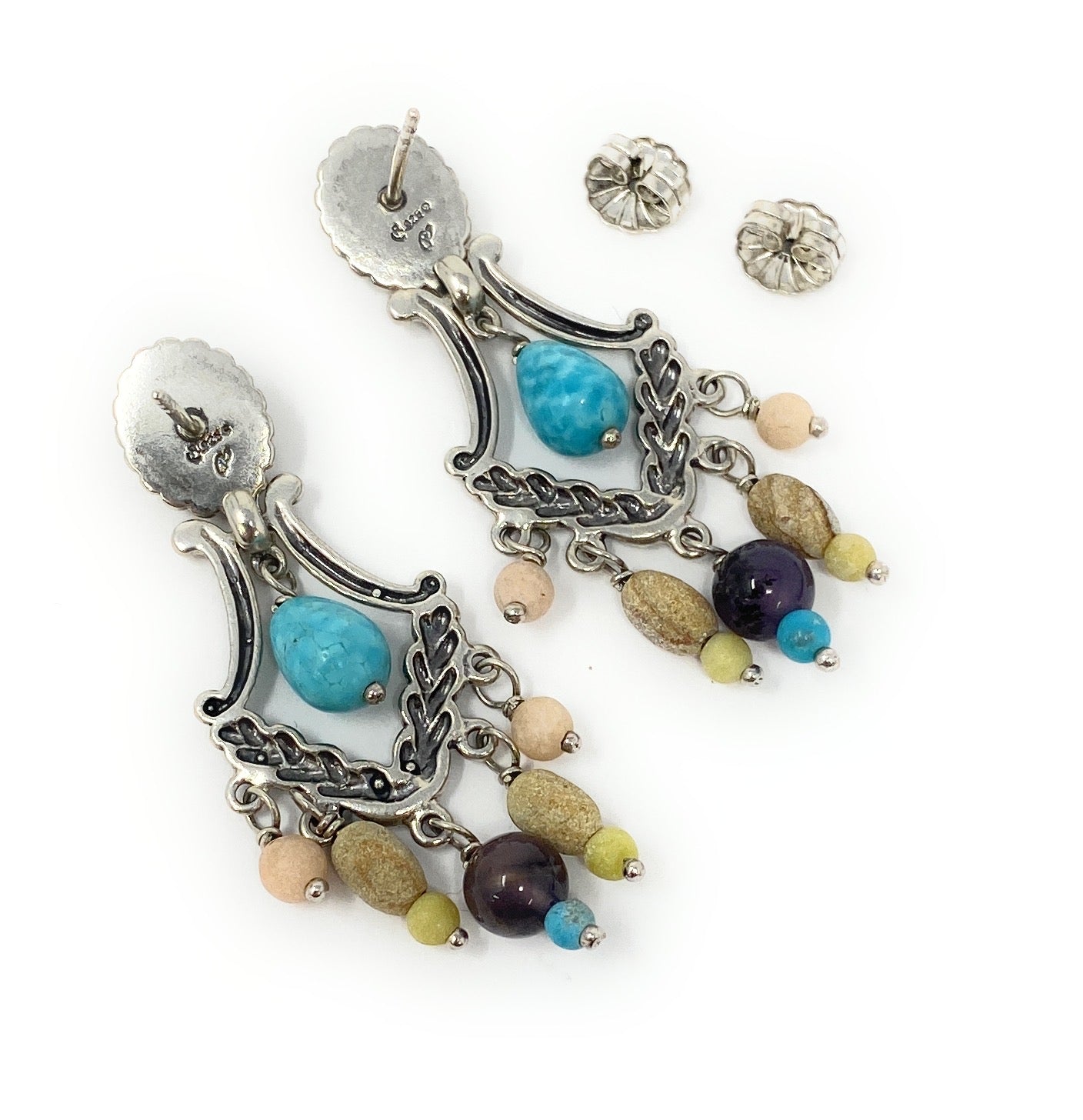 Carolyn Pollack Sterling Silver & Multi-Stone 2" Long Chandelier Earrings