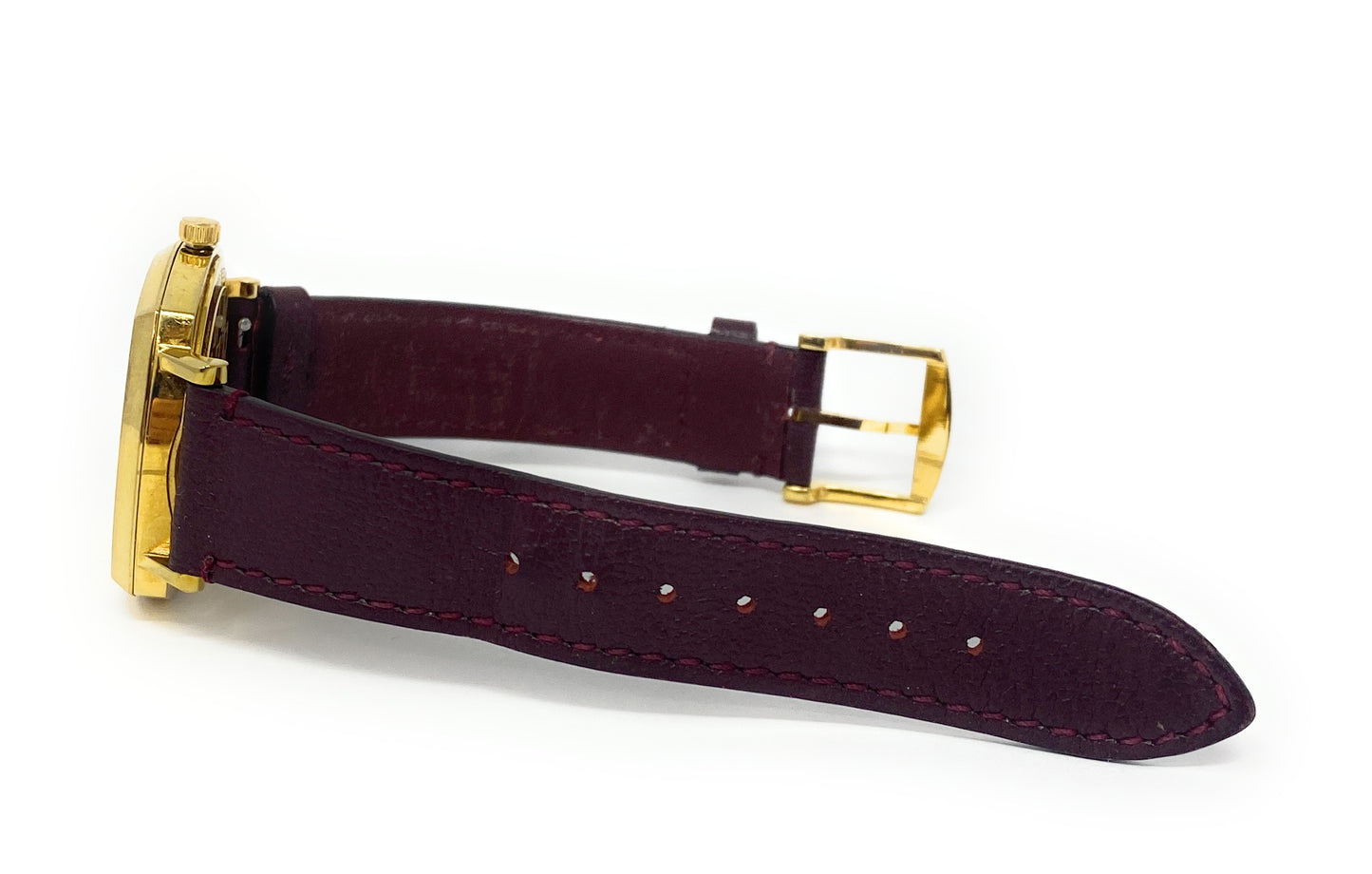 Gucci Grip GP 157.4 Men's Quartz Gold Tone Watch Burgundy Band - Running