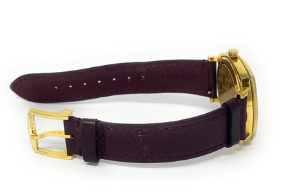 Gucci Grip GP 157.4 Men's Quartz Gold Tone Watch Burgundy Band - Running