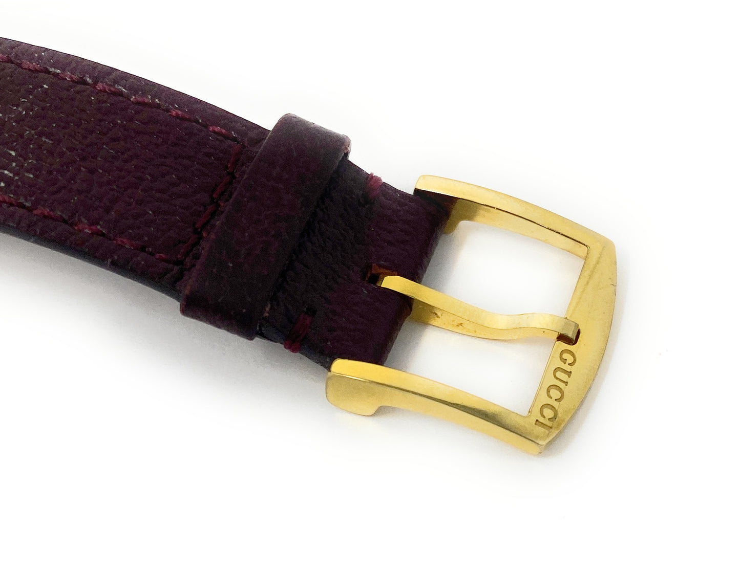 Gucci Grip GP 157.4 Men's Quartz Gold Tone Watch Burgundy Band - Running