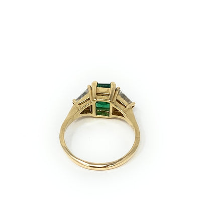 14k Yellow Gold Synth Emerald w/CZ Ring Size 10.5