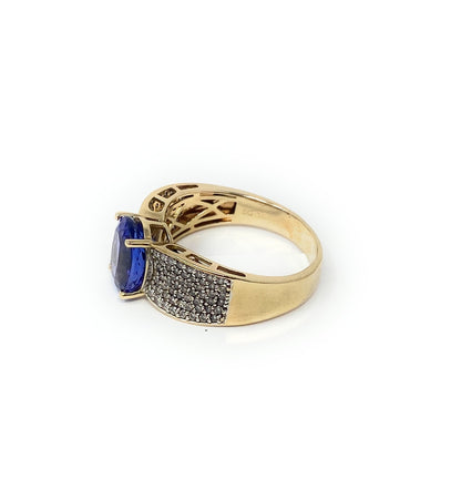 14k Yellow Gold Tanzanite w/CZ Chips Ring Size 8.5