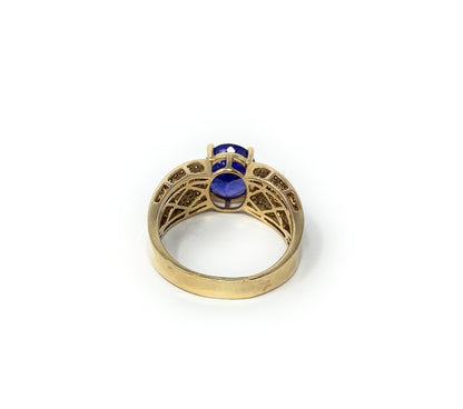 14k Yellow Gold Tanzanite w/CZ Chips Ring Size 8.5