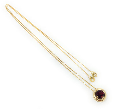 10k Necklace & Garnet Pendant 2g