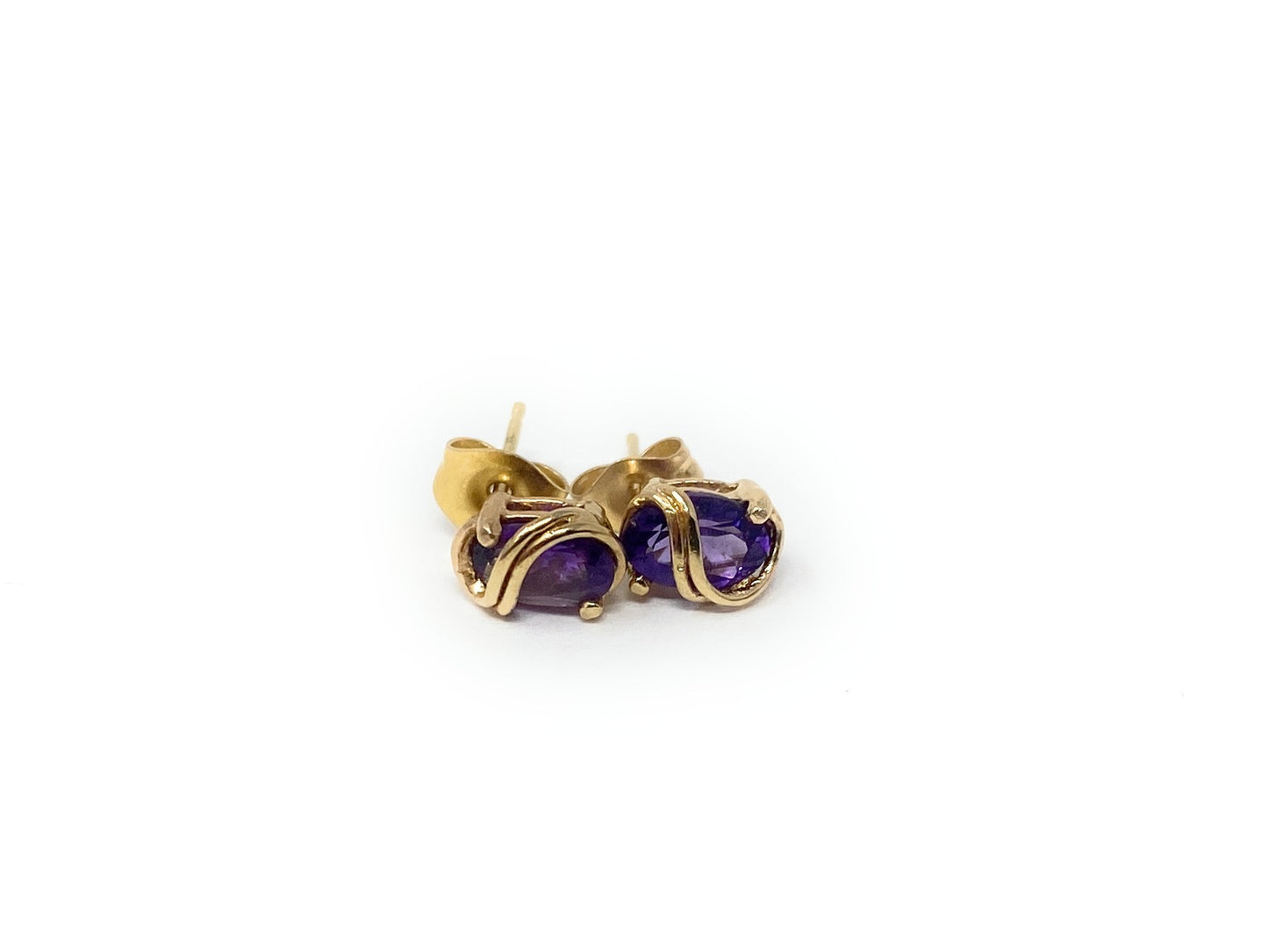 14k Purple Stone Earrings Studs .9g