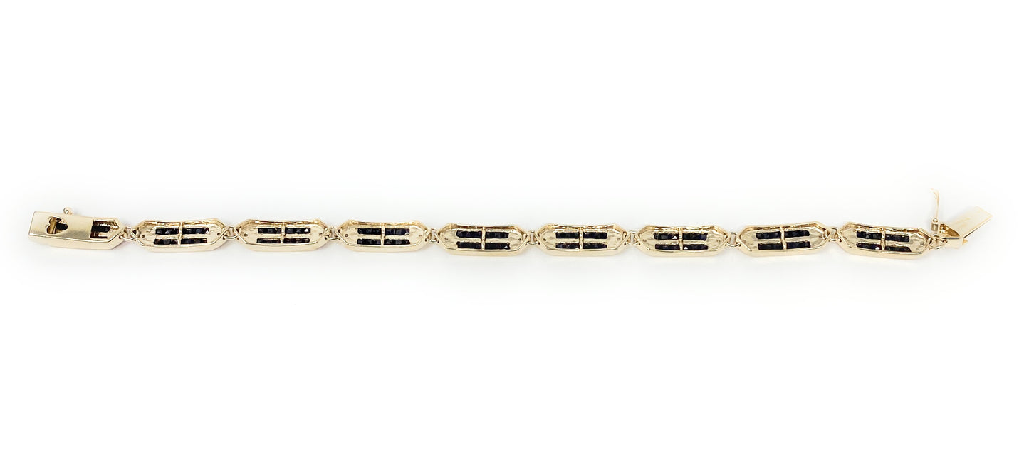 14k Sapphire & Diamond Tennis Bracelet 15.4g