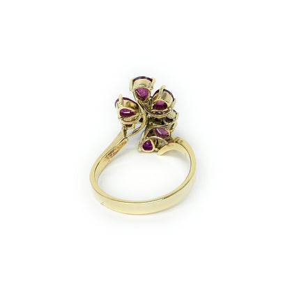 18k Ruby Diamond Flower Ring .50pt tw 5g