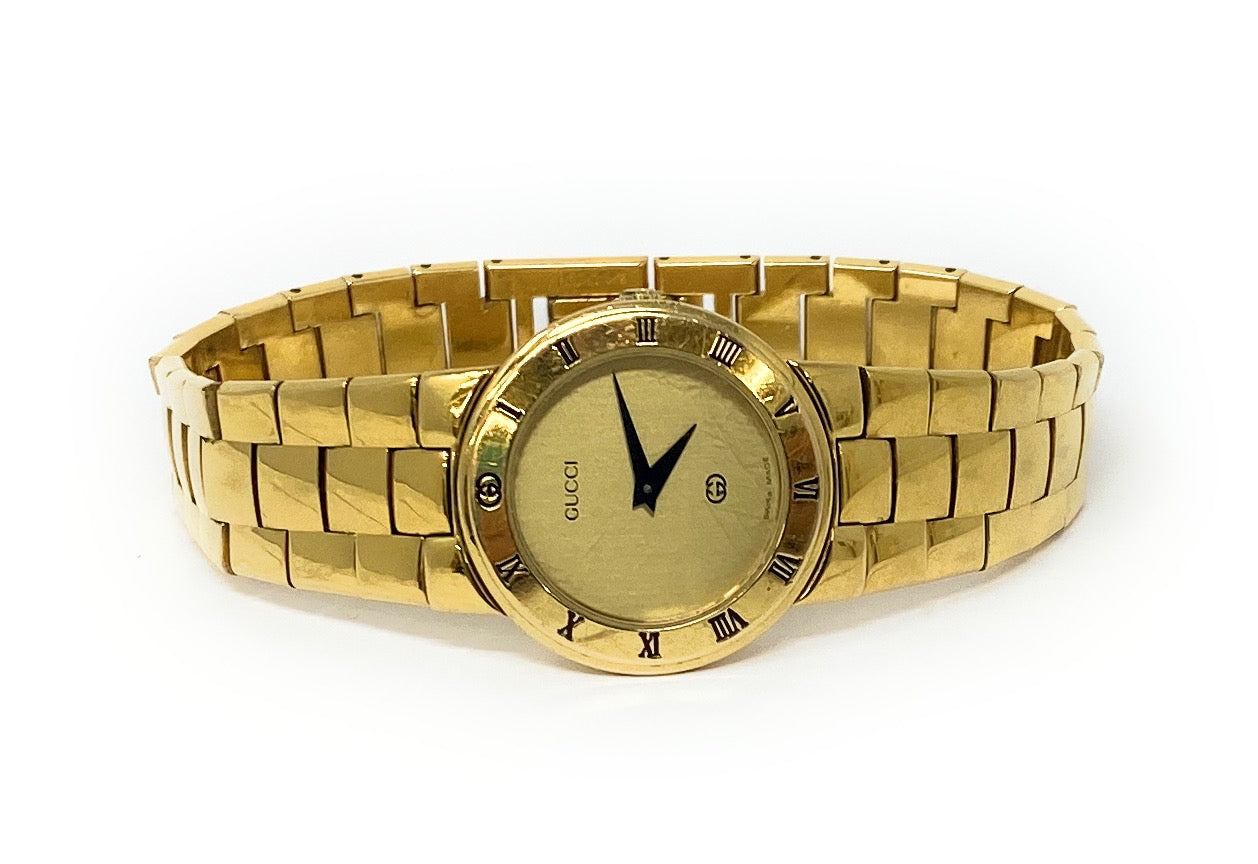 Gucci 3300L Ladies Watch 26mm  Gold Plated Max Wrist 7in- Working