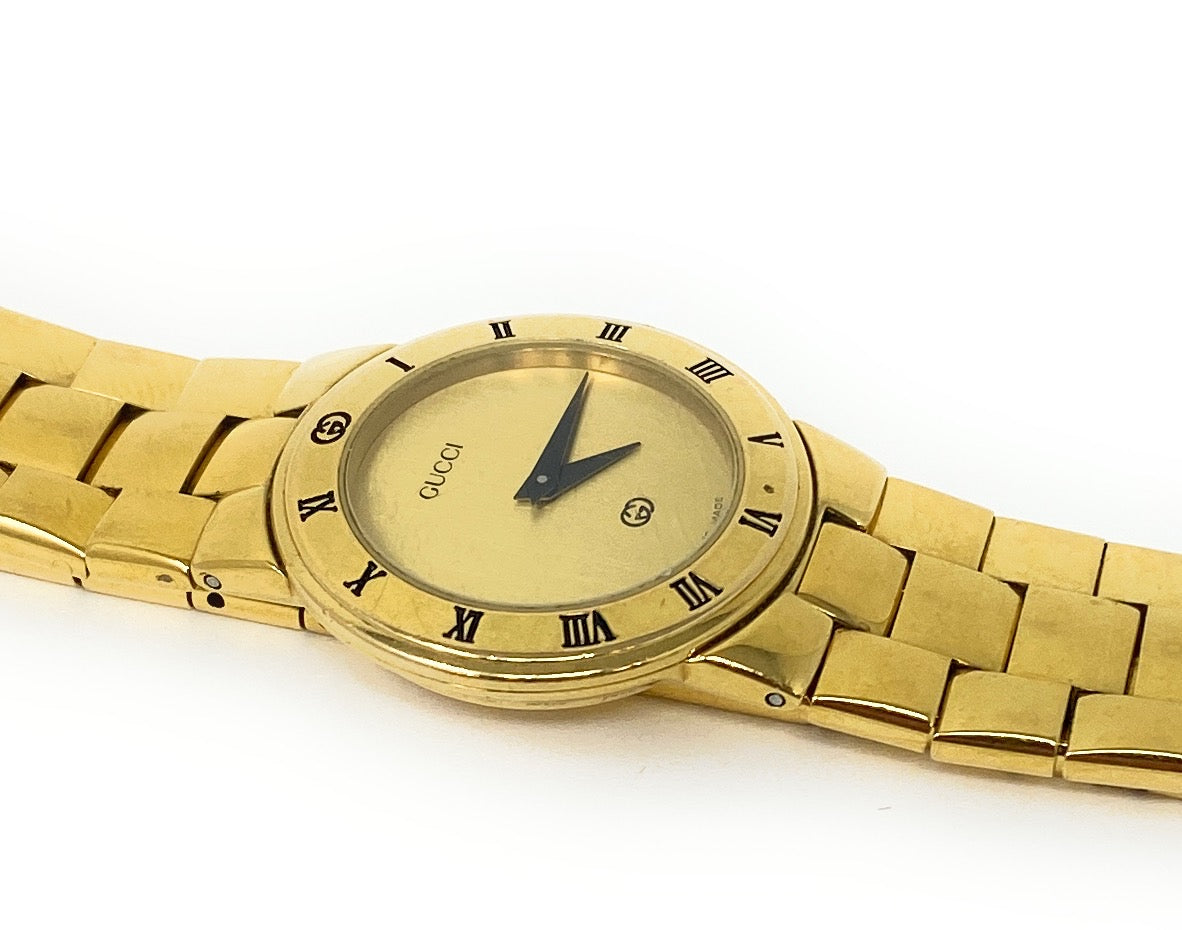 Gucci 3300L Ladies Watch 26mm  Gold Plated Max Wrist 7in- Working