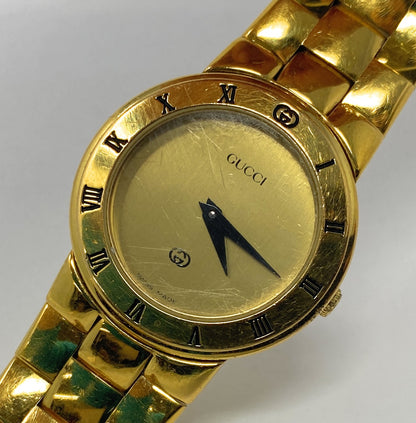 Gucci 3300L Ladies Watch 26mm  Gold Plated Max Wrist 7in- Working