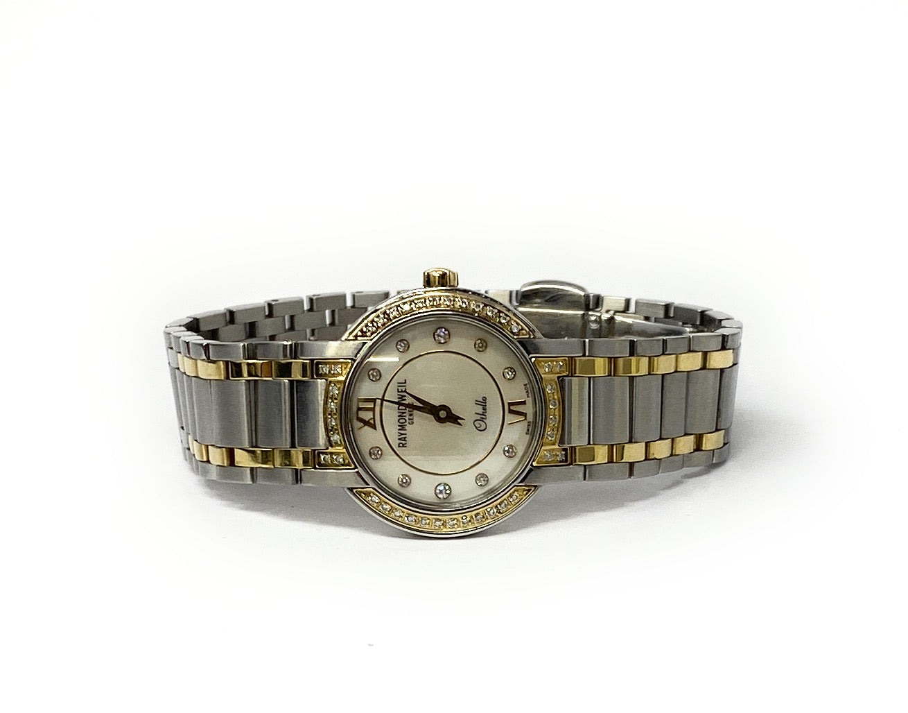 Raymond Weil Two Toned 18K & S. Steel Mother Of Pearl Dial Diamond Ladies Watch