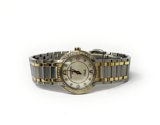 Raymond Weil Two Toned 18K & S. Steel Mother Of Pearl Dial Diamond Ladies Watch