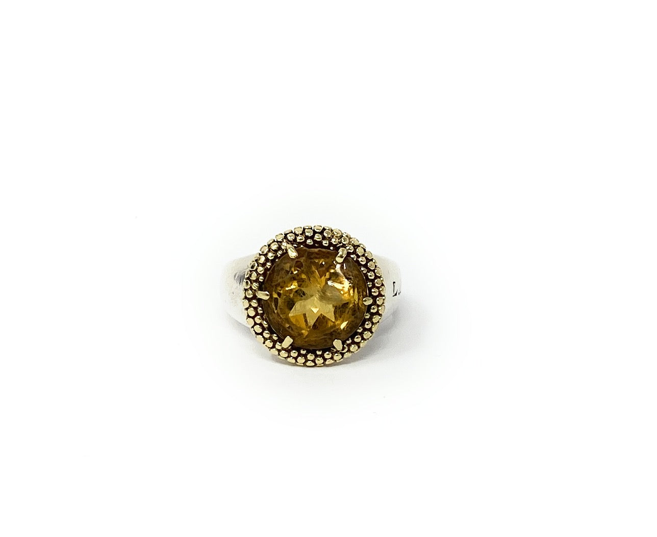 Lagos Caviar 18k Yellow Gold & Sterling Silver Citrine Ring size 6.5-7