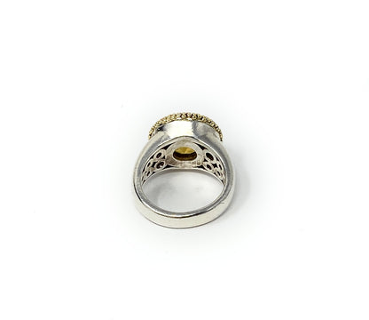 Lagos Caviar 18k Yellow Gold & Sterling Silver Citrine Ring size 6.5-7