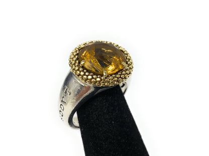 Lagos Caviar 18k Yellow Gold & Sterling Silver Citrine Ring size 6.5-7