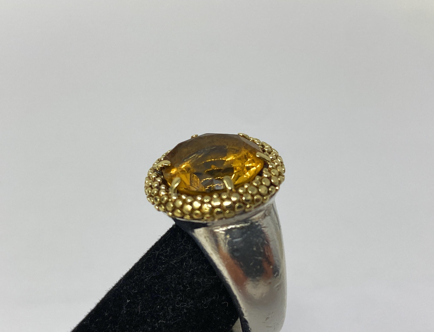 Lagos Caviar 18k Yellow Gold & Sterling Silver Citrine Ring size 6.5-7