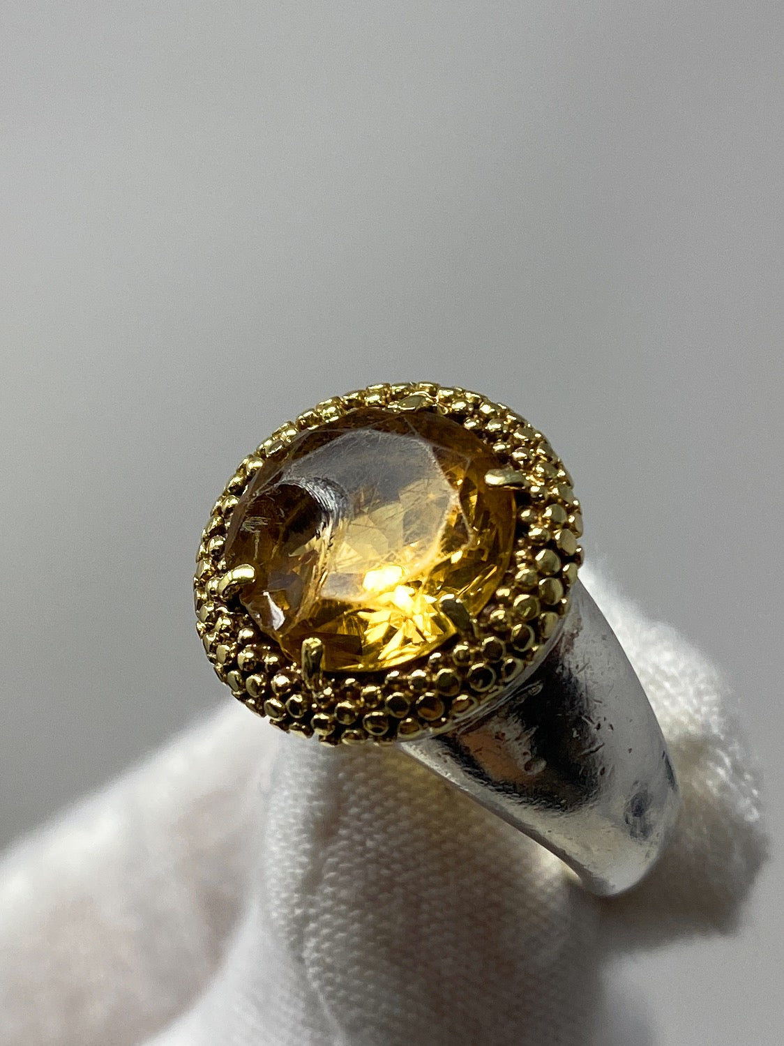Lagos Caviar 18k Yellow Gold & Sterling Silver Citrine Ring size 6.5-7