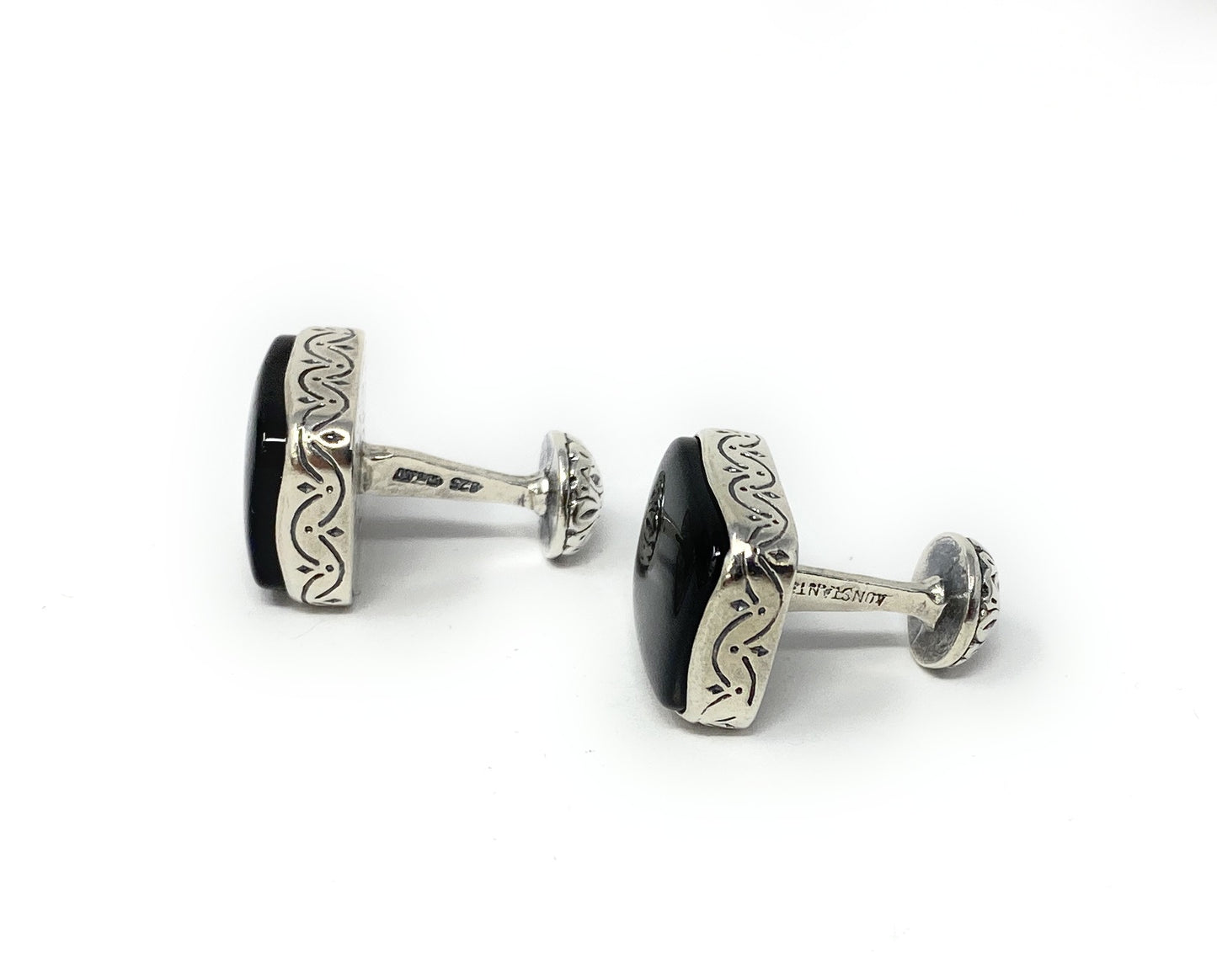Konstantino Men's Silver Cufflinks with Black Onyx  14.7g