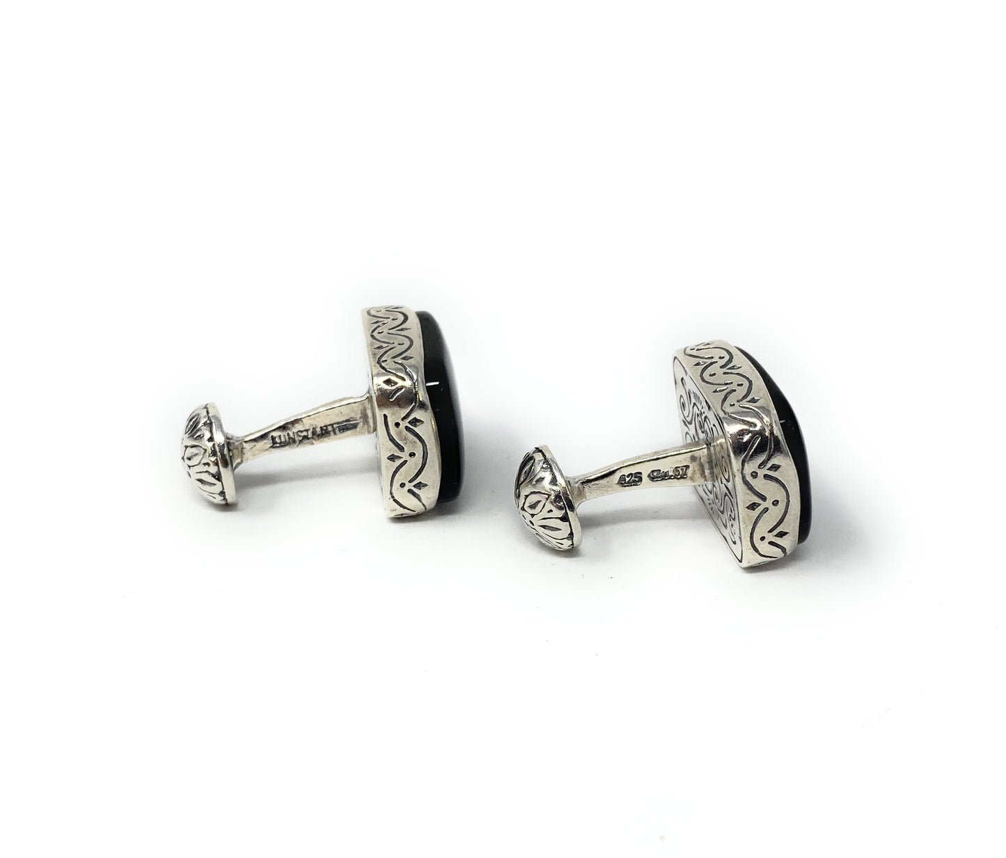 Konstantino Men's Silver Cufflinks with Black Onyx  14.7g