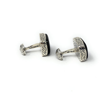 Konstantino Men's Silver Cufflinks with Black Onyx  14.7g