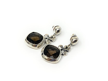 James Avery Retired Sterling Silver Smoky Quartz Dangle Earrings