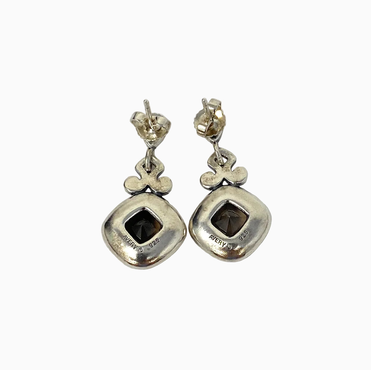 James Avery Retired Sterling Silver Smoky Quartz Dangle Earrings