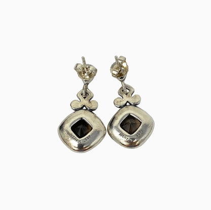 James Avery Retired Sterling Silver Smoky Quartz Dangle Earrings