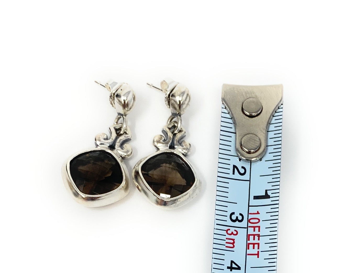 James Avery Retired Sterling Silver Smoky Quartz Dangle Earrings