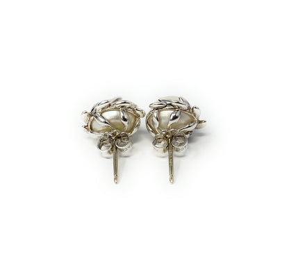 Tiffany & Co. Silver Olive Leaf Pearl Paloma Picasso Stud Earrings